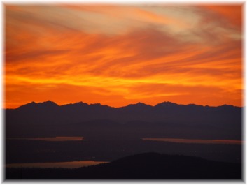 Sunset over the Olympic Range from West Tiger 3